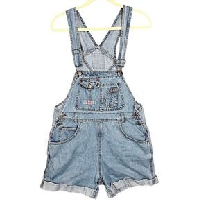 Squeeze Jeans Vintage Denim Shortalls Light Wash 90s Y2K Overalls Womens Size L